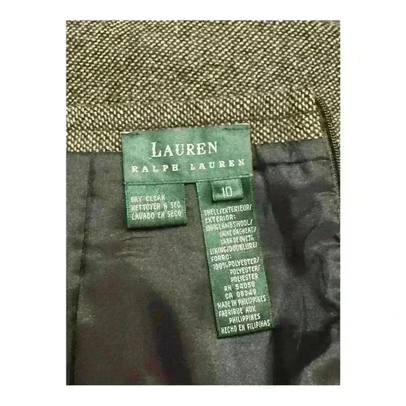 Lauren Ralph Lauren 100% Wool Black and Tan Pencil Skirt, size 10 - Picture 5 of 6